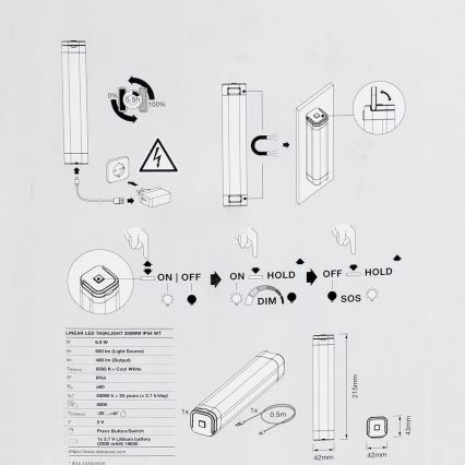 Ledvance - Luce di orientamento LED dimmerabile LINEAR LED/6,9W/5V IP54