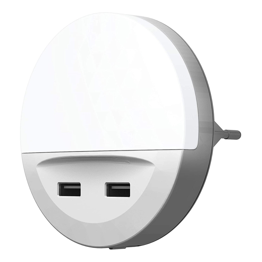 Ledvance - Luce notturna a LED in presa con sensore LUNETTA 2xUSB LED/13W/230V