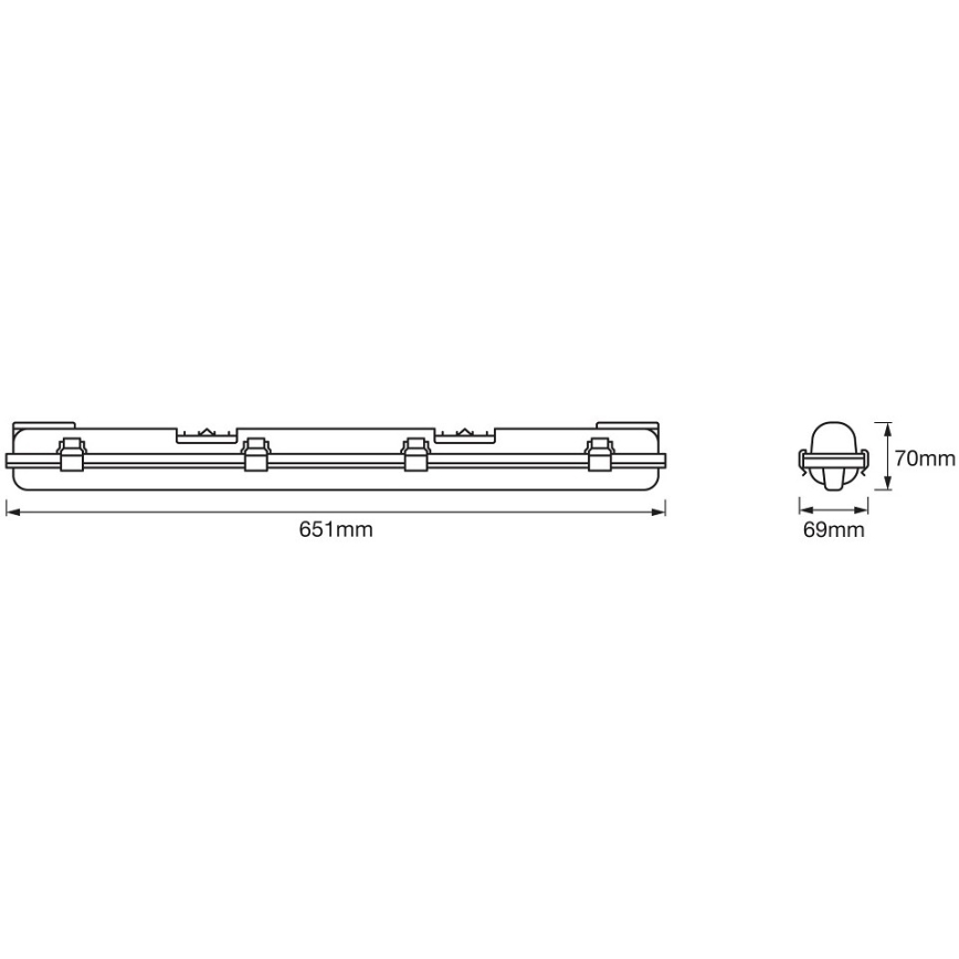 Ledvance - Luminaire fluorescent industriel LED DAMP T8 1xG13/7W/230V IP65