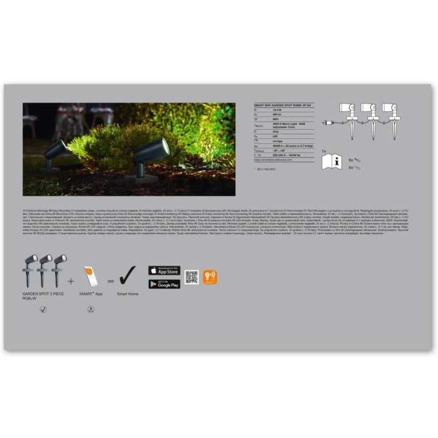 Ledvance - PACK 3x Lampe d'extérieur LED RGBW SMART+ SPOT 3xLED/4,5W/230V IP65 Wi-Fi