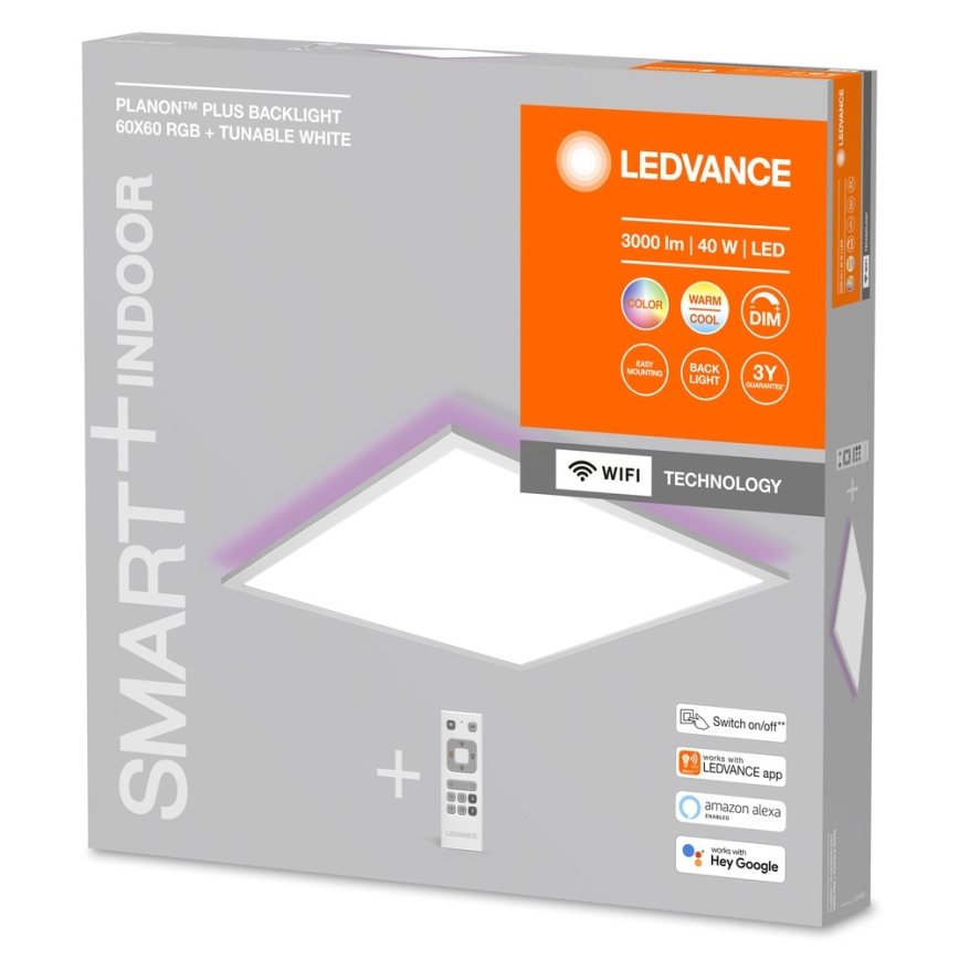 Ledvance - Panneau LED RGBW dimmable SMART+ PLANON LED/40W/230V 3000-6500K 60x60 cm Wi-Fi + télécommande