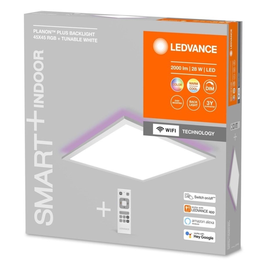 Ledvance - Panneau LED RVBW à intensité variable SMART+ PLANON LED/28W/230V Wi-Fi + télécommande