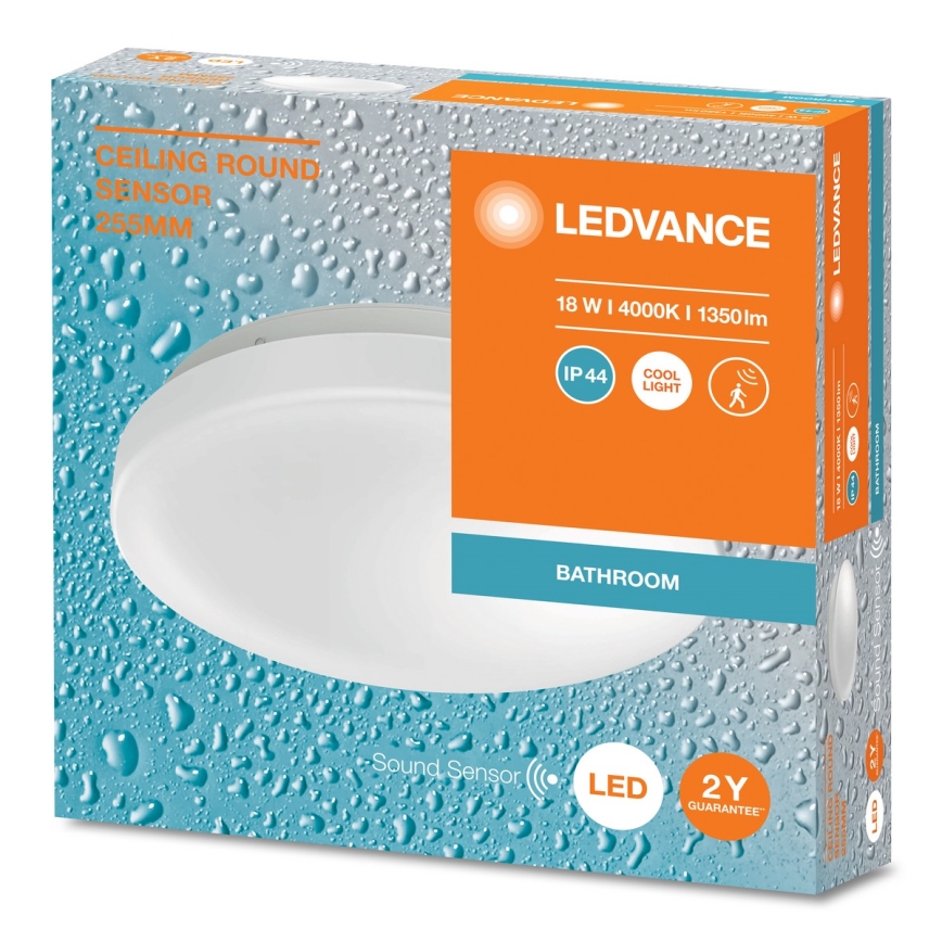 Ledvance - Plafoniera LED da soffitto per bagno con sensore crepuscolare CEILING ROUND LED/18W/230V IP44