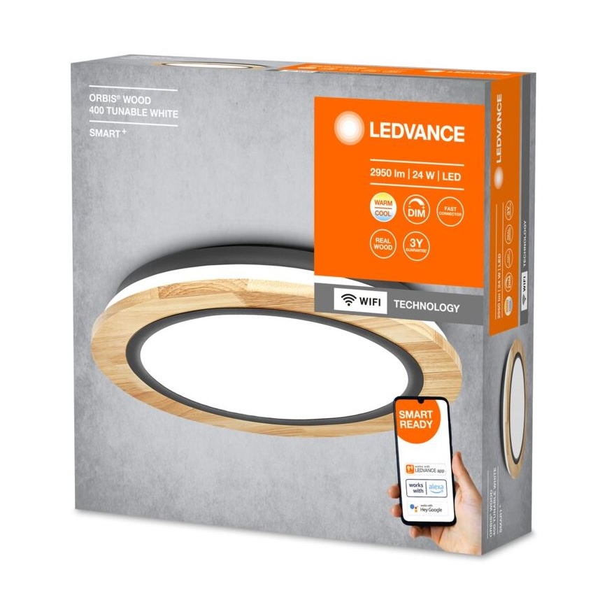 Ledvance - Plafoniera LED dimmerabile SMART+ ORBIS WOOD LED/24W/230V 2700-6500K quercia Wi-Fi