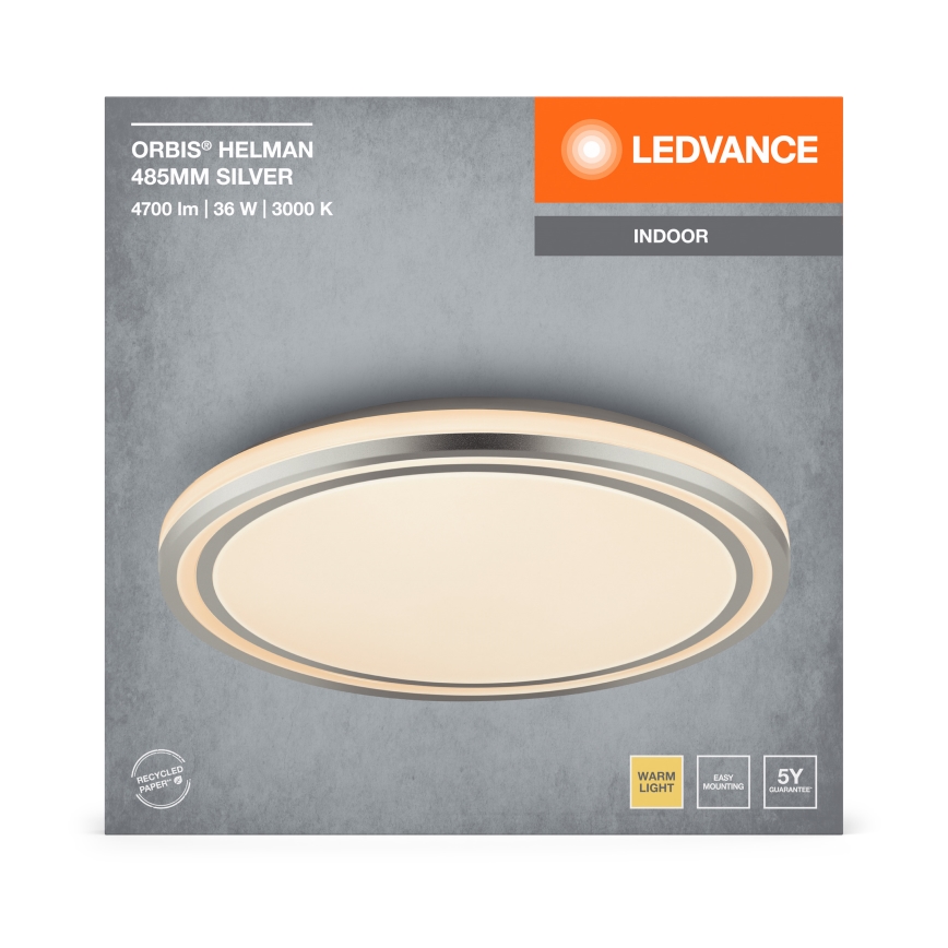 Ledvance - Plafoniera LED ORBIS HELMAN LED/36W/230V diametro 48,5 cm argento