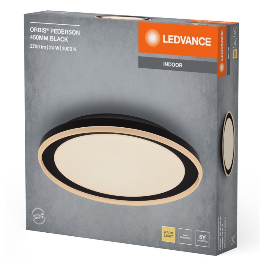 Ledvance - Plafoniera LED ORBIS PEDERSON LED/24W/230V diametro 45 cm nero