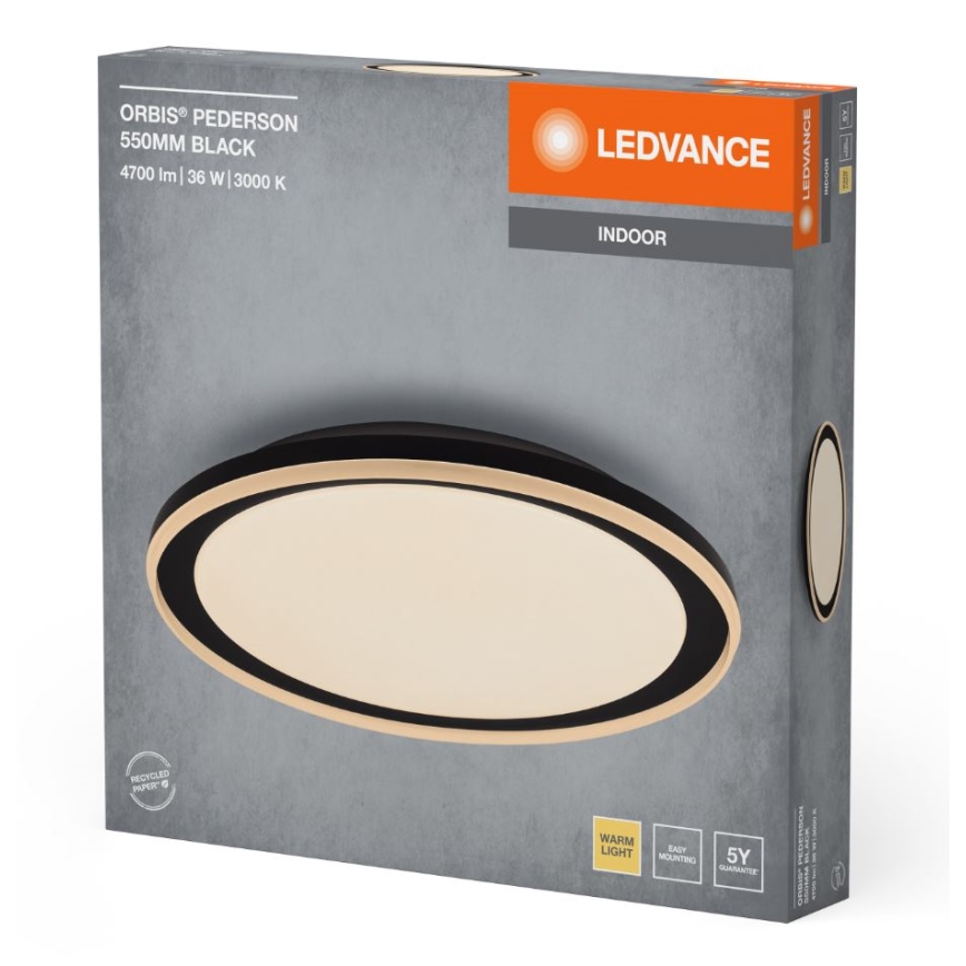 Ledvance - Plafoniera LED ORBIS PEDERSON LED/36W/230V diametro 55 cm nero
