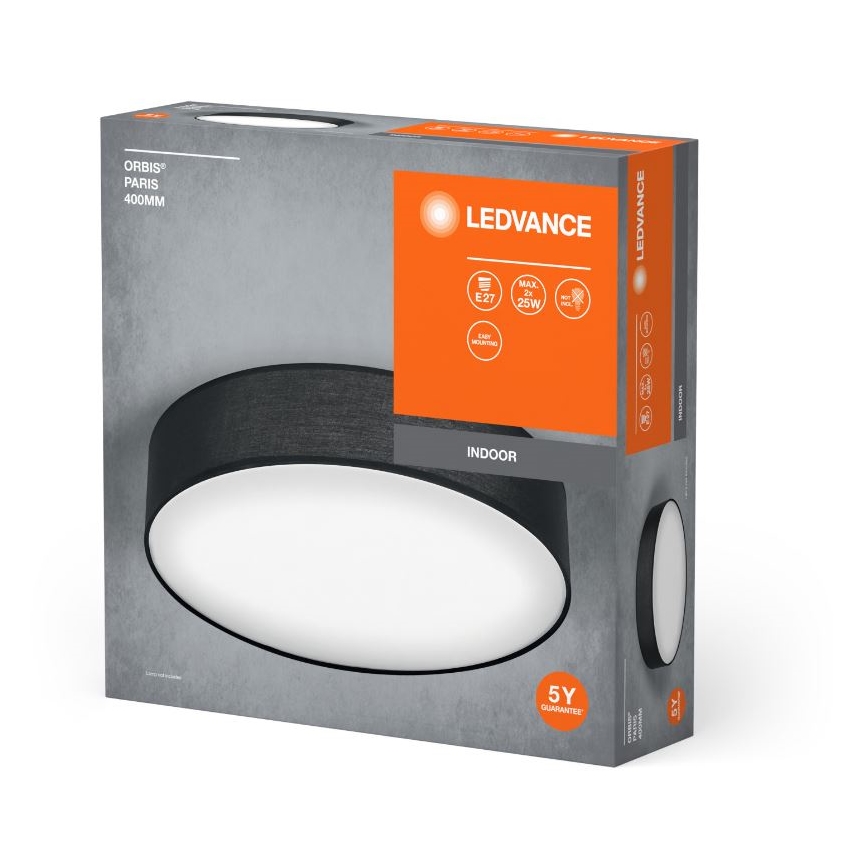 Ledvance - Plafoniera ORBIS PARIGI 2xE27/25W/230V nero