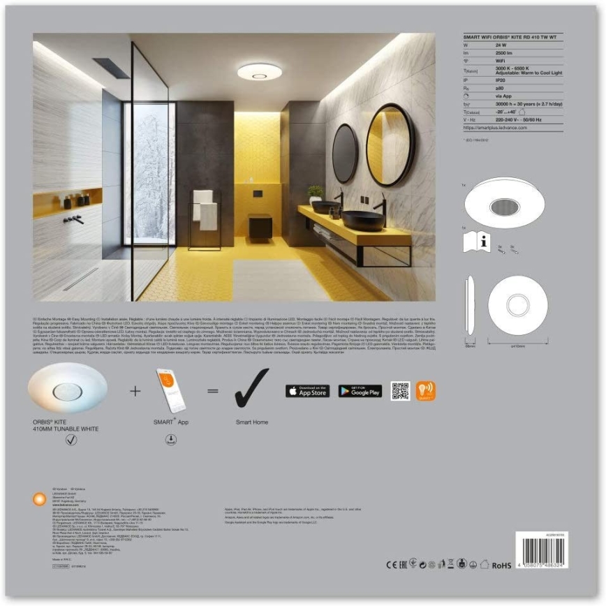 Ledvance - Plafonnier à intensité variable LED SMART+ KITE LED/24W/230V 3000K-6500K Wi-Fi