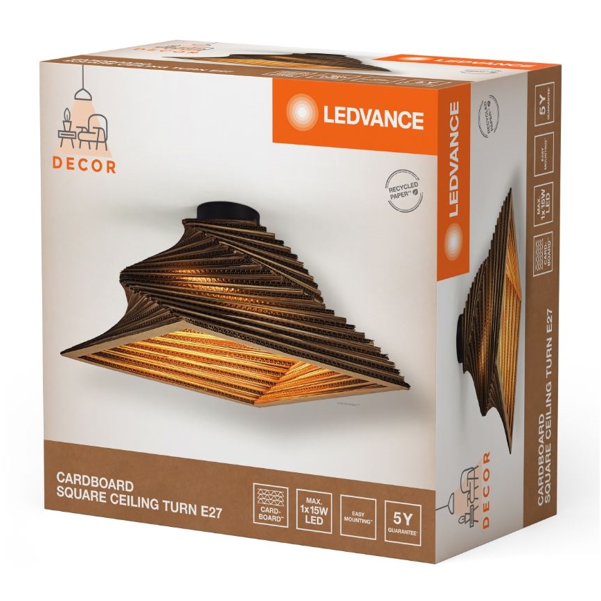 Ledvance - Plafonnier DECOR CARDBOARD 1xE27/15W/230V 40x40 cm