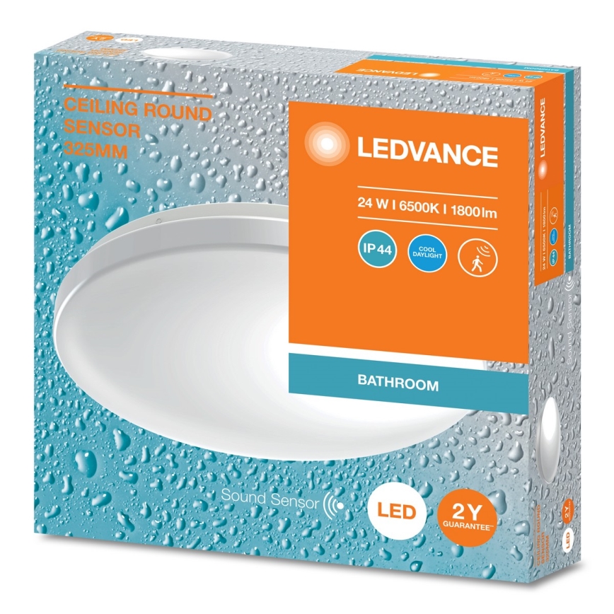 Ledvance - Plafonnier LED pour salle de bains avec capteur crépusculaire CEILING ROUND LED/24W/230V IP44