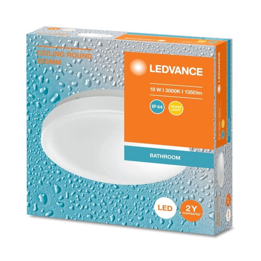 Ledvance - Plafonnier salle de bain CEILING ROUND LED/18W/230V 3000K IP44