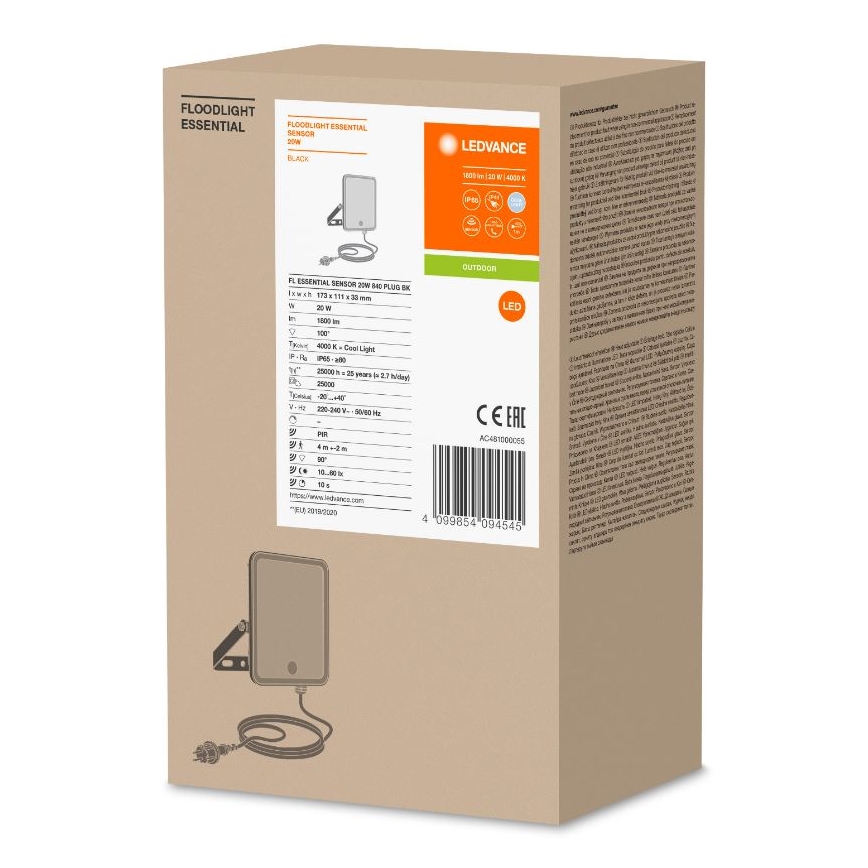 Ledvance - Proiettore da esterno a LED con sensore FLOODLIGHT LED/20W/230V IP65