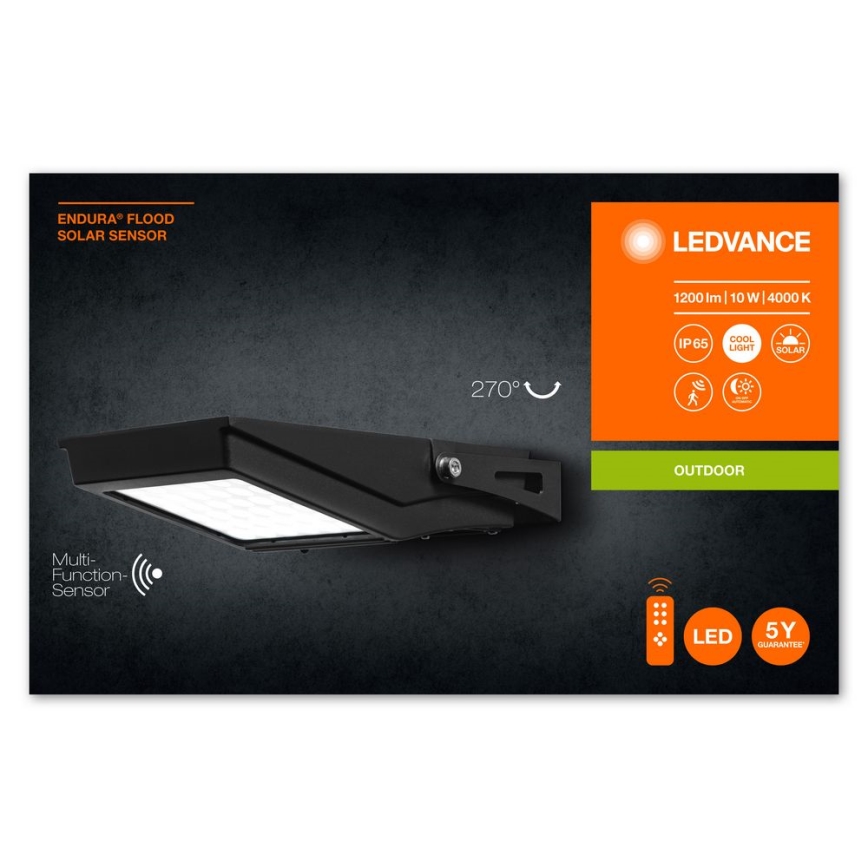 Ledvance - Proiettore solare da esterno a LED con sensore FLOOD LED/10W/3,6V IP65