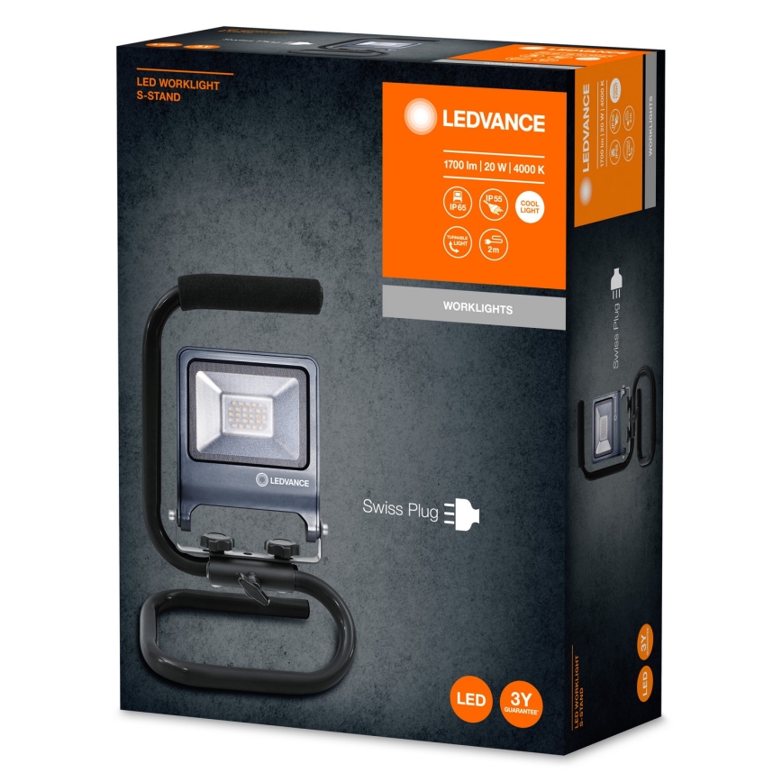 Ledvance - Projecteur LED avec support S-STAND LED/20W/230V IP65