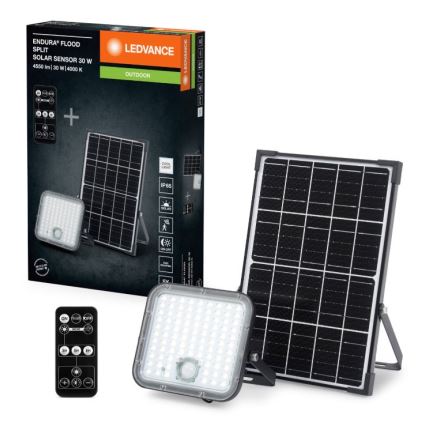 Ledvance - Projecteur solaire à intensité variable avec détecteur FLOOD SPLIT LED/30W/6,4V 5000 mAh IP65 + Télécommande