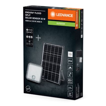 Ledvance - Projecteur solaire à intensité variable avec détecteur FLOOD SPLIT LED/30W/6,4V 5000 mAh IP65 + Télécommande