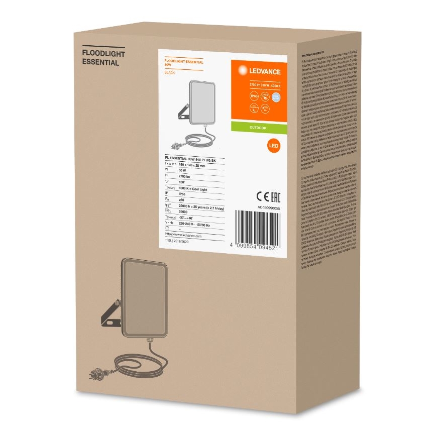 Ledvance - LED Riflettore da muro per esterni FLOODLIGHT ESSENTIAL LED/30W/230V 4000K IP65