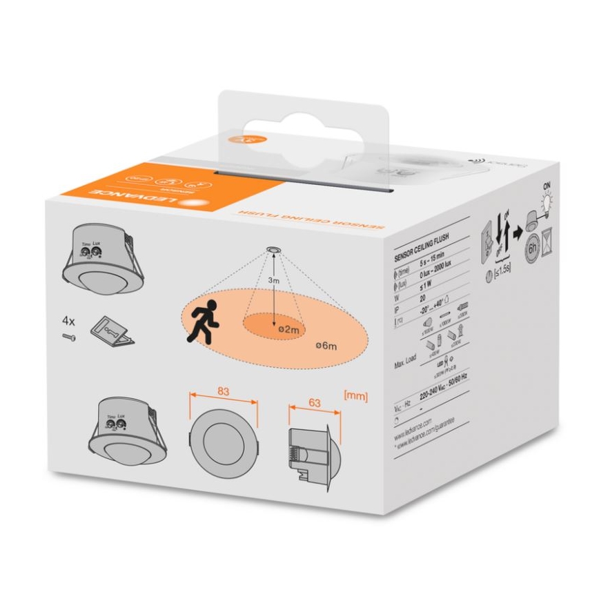 Ledvance - Sensore di movimento a infrarossi da incasso FLUSH 230V bianco
