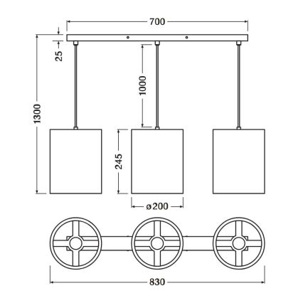 Ledvance - Suspension filaire DECOR CARDBOARD 3xE27/15W/230V