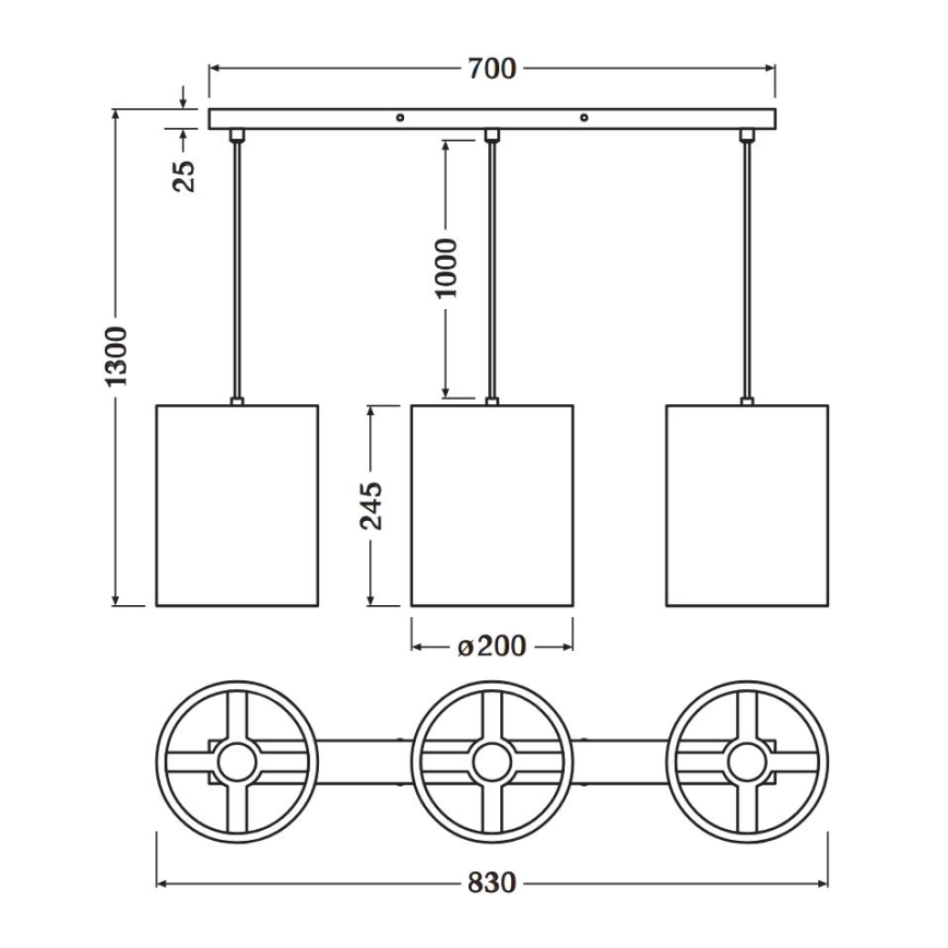 Ledvance - Suspension filaire DECOR CARDBOARD 3xE27/15W/230V