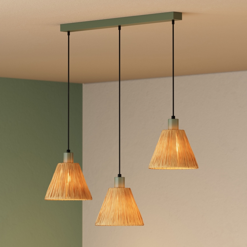 Ledvance - Suspension filaire DECOR RAFFIA 3xE27/15W/230V pelote de raphia