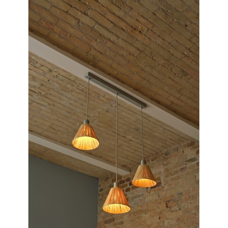 Ledvance - Suspension filaire DECOR RAFFIA 3xE27/15W/230V pelote de raphia