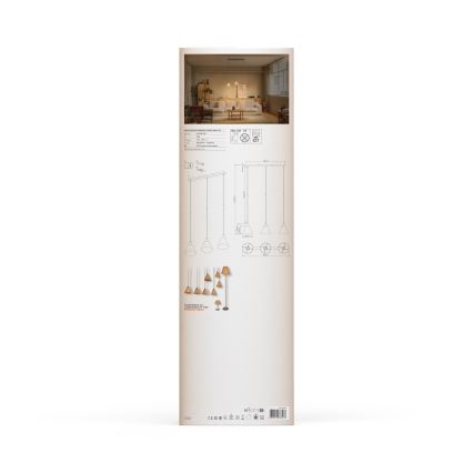 Ledvance - Suspension filaire DECOR RAFFIA 3xE27/15W/230V pelote de raphia