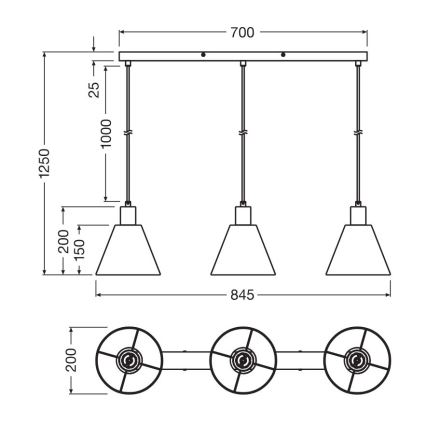 Ledvance - Suspension filaire DECOR RAFFIA 3xE27/15W/230V pelote de raphia