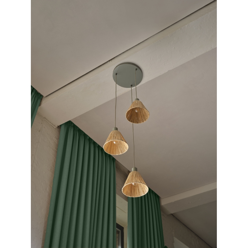 Ledvance - Suspension filaire DECOR RAFFIA 3xE27/15W/230V pelote de raphia