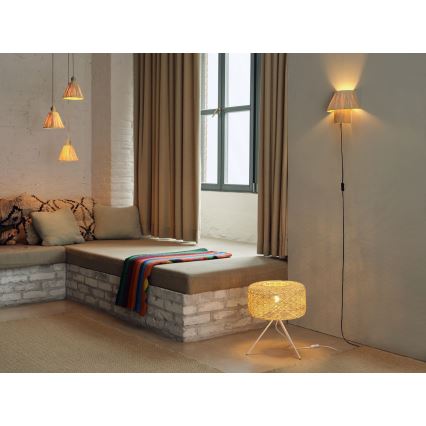 Ledvance - Suspension filaire DECOR RAFFIA 3xE27/15W/230V pelote de raphia
