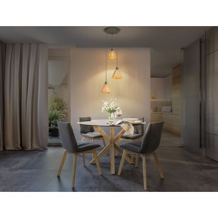 Ledvance - Suspension filaire DECOR RAFFIA 3xE27/15W/230V pelote de raphia