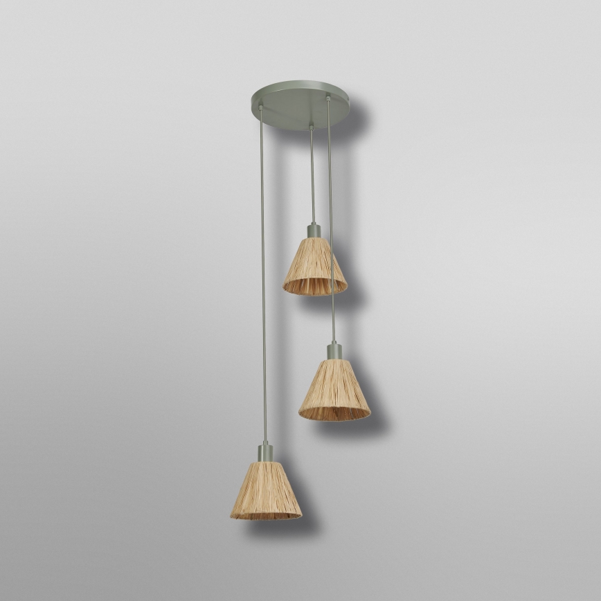 Ledvance - Suspension filaire DECOR RAFFIA 3xE27/15W/230V pelote de raphia