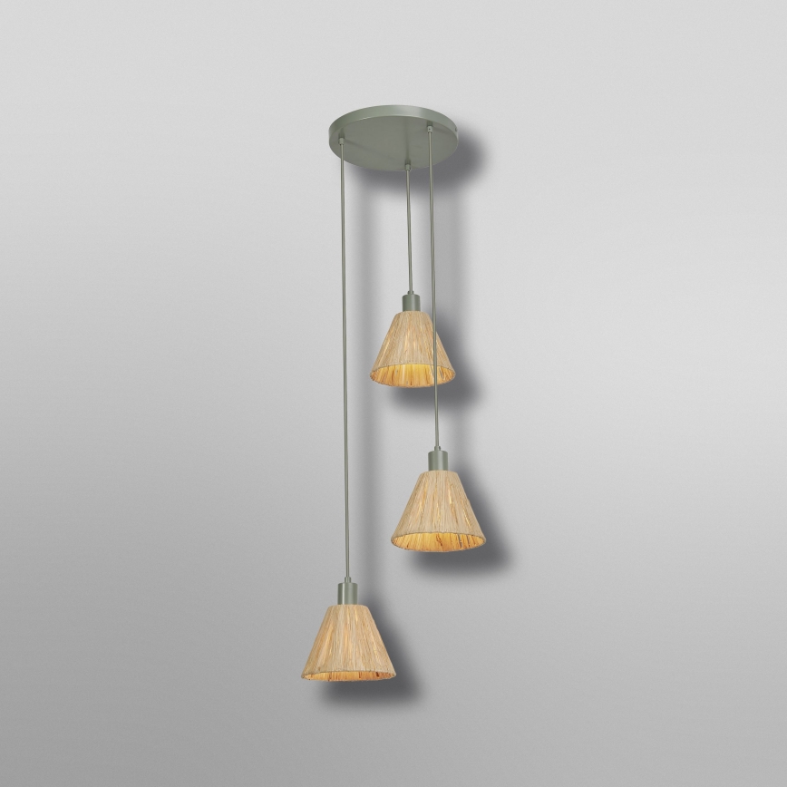 Ledvance - Suspension filaire DECOR RAFFIA 3xE27/15W/230V pelote de raphia