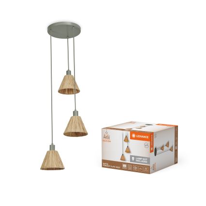 Ledvance - Suspension filaire DECOR RAFFIA 3xE27/15W/230V pelote de raphia