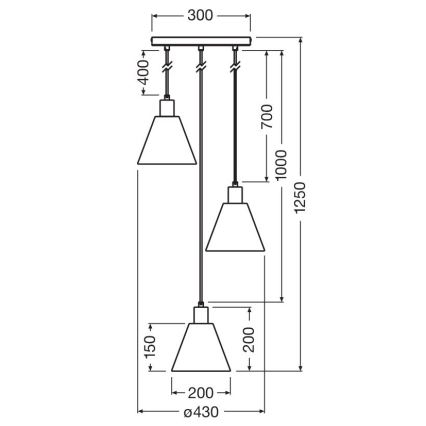 Ledvance - Suspension filaire DECOR RAFFIA 3xE27/15W/230V pelote de raphia