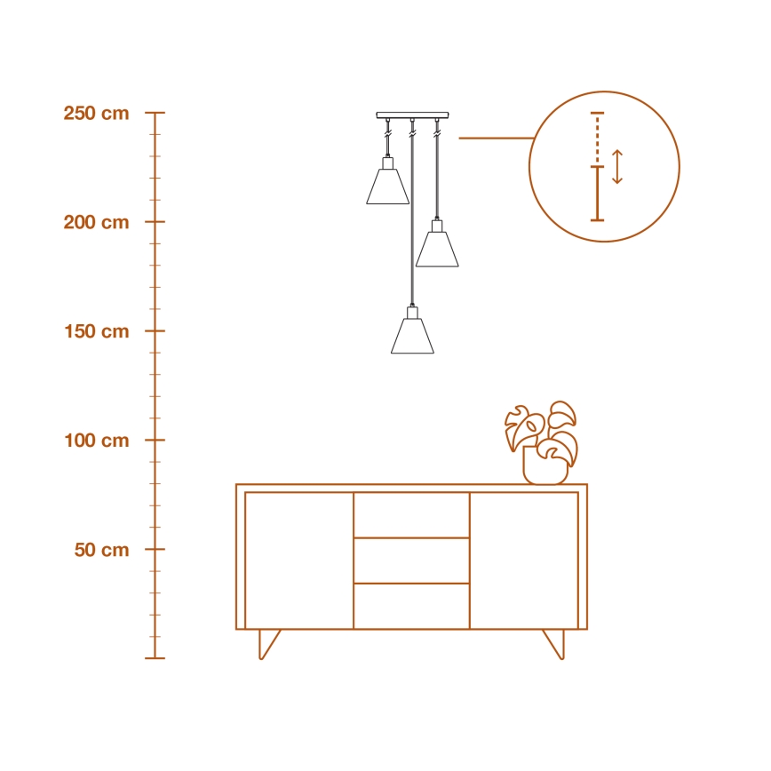 Ledvance - Suspension filaire DECOR RAFFIA 3xE27/15W/230V pelote de raphia