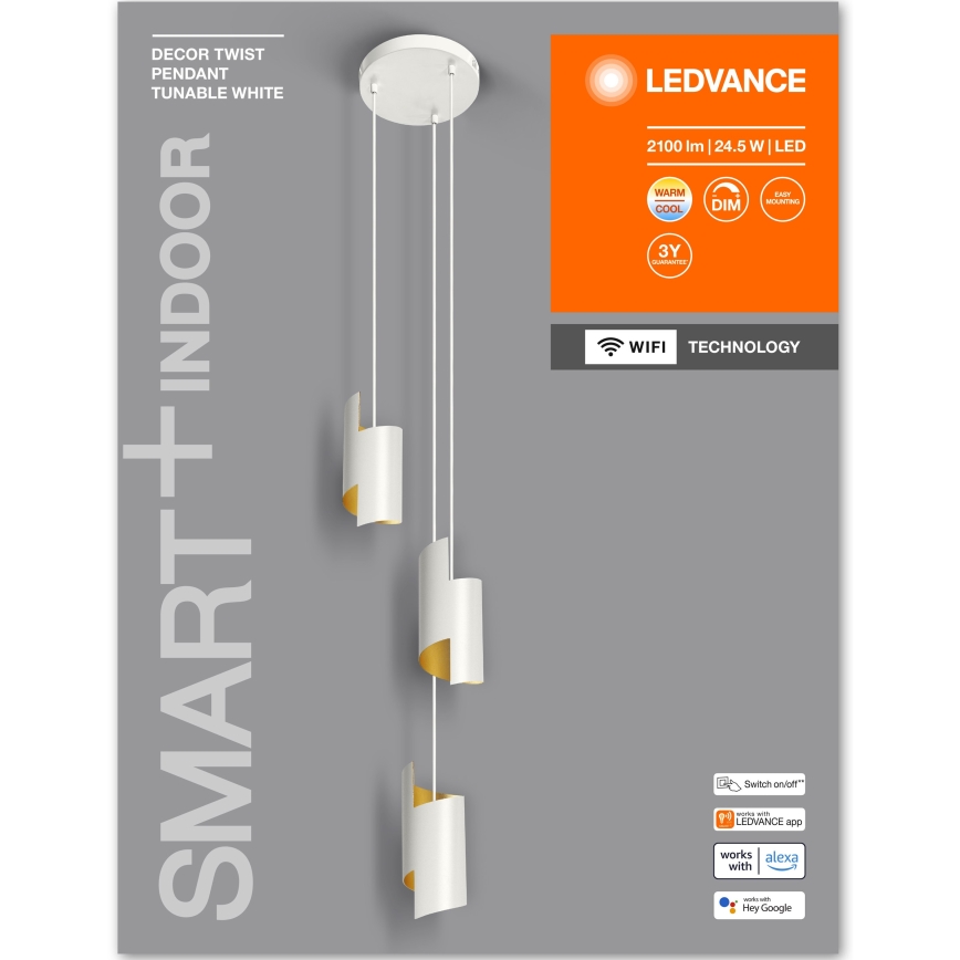 Ledvance - Suspension filaire LED à intensité variable SMART+ DECOR 3xLED/8W/230V blanc Wi-Fi