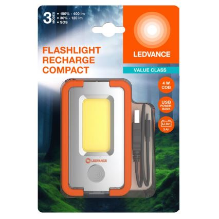 Ledvance - Torcia LED ricaricabile con power bank FLASHLIGHT LED/4W/5V 3000mAh IPX2