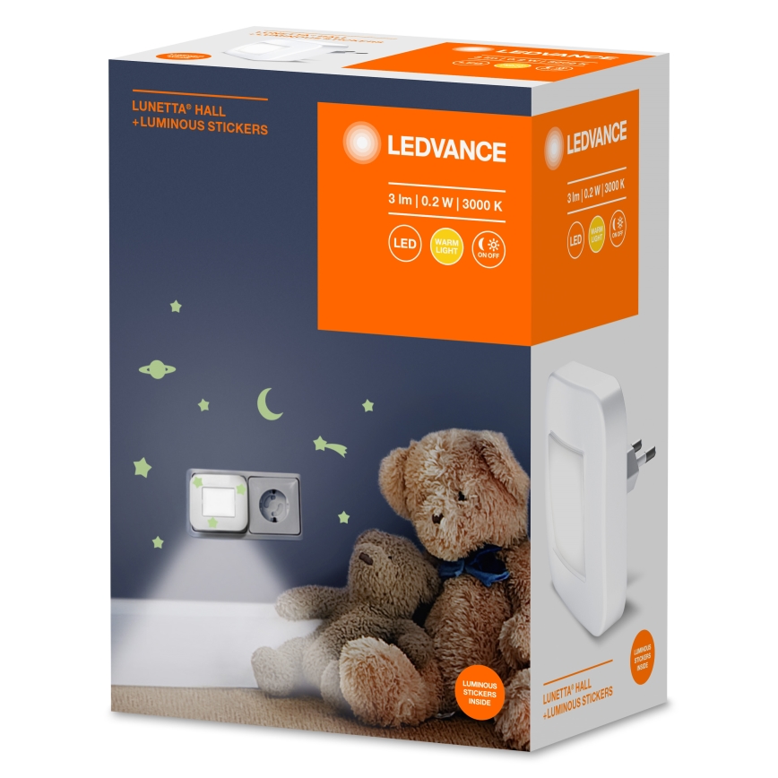 Ledvance - Veilleuse LED à capteur crépusculaire LUNETTA LED/0,2W/230V