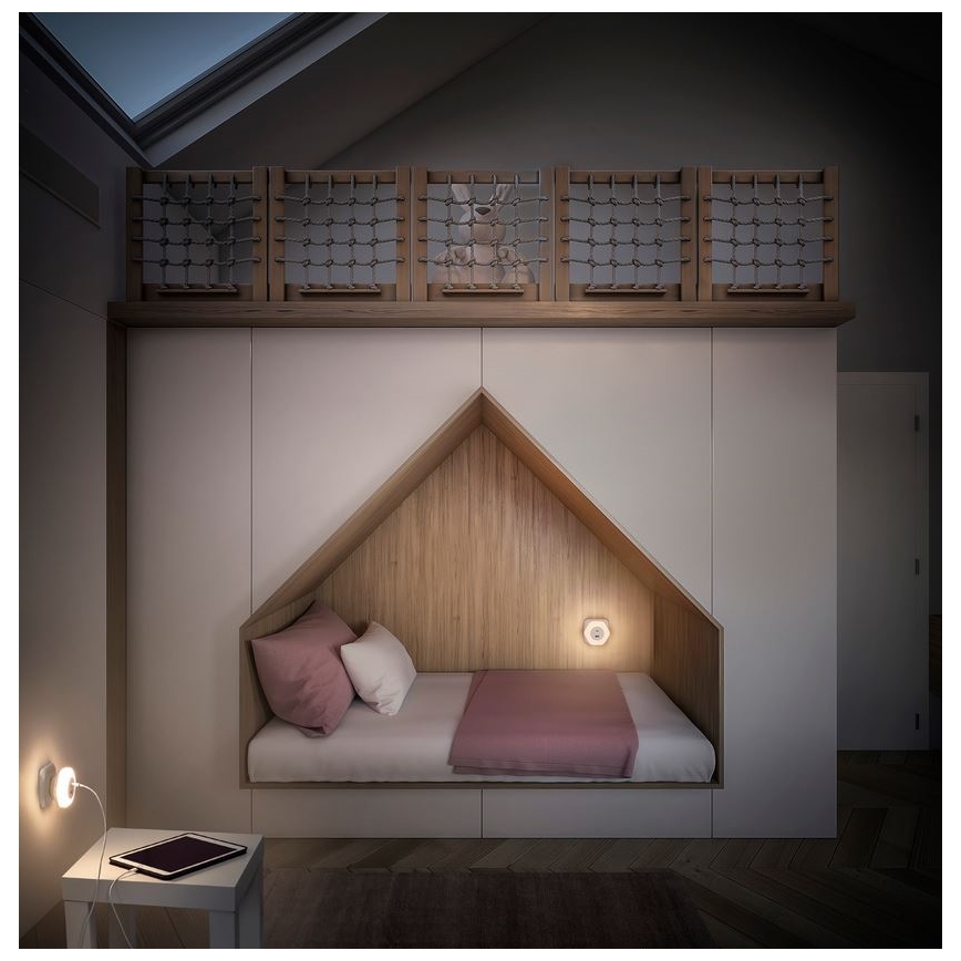 Ledvance - Veilleuse sur prise avec USB LUNETTA LED/15W/230V