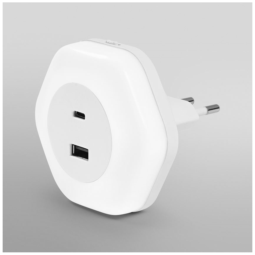 Ledvance - Veilleuse sur prise avec USB LUNETTA LED/15W/230V