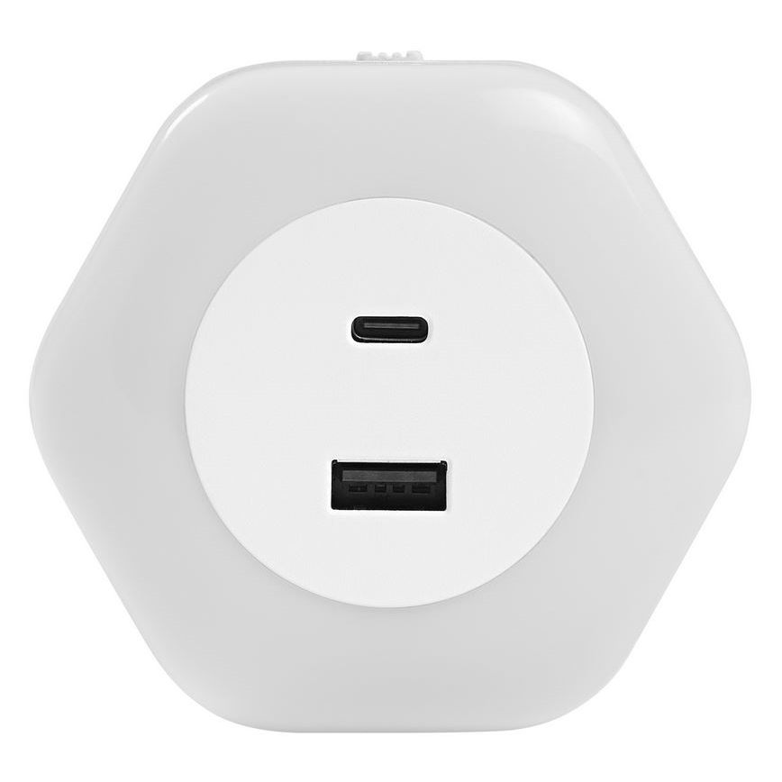 Ledvance - Veilleuse sur prise avec USB LUNETTA LED/15W/230V
