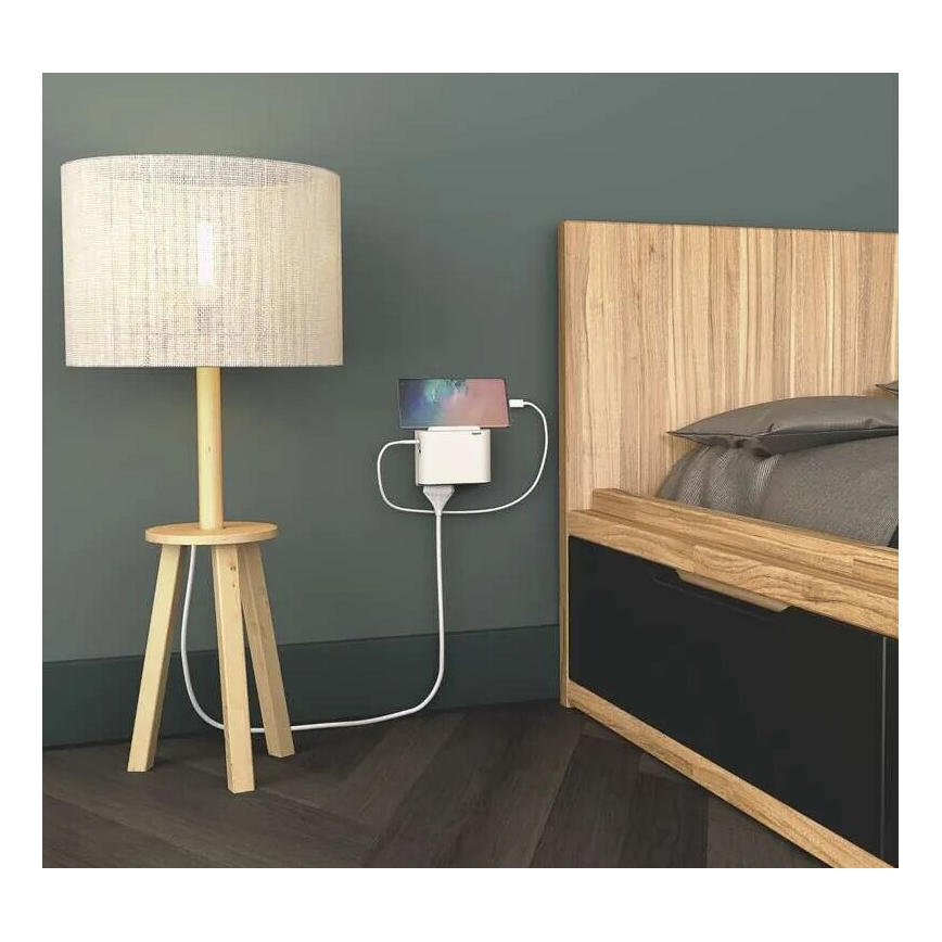 Legrand 049401 - Multiprise 2Z Type C + USB-A + USB-C blanc
