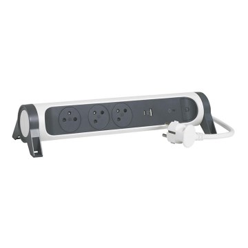 Legrand 049416 - Prolunga con interruttore 3Z Tipo E + USB-A + USB-C 1,5m