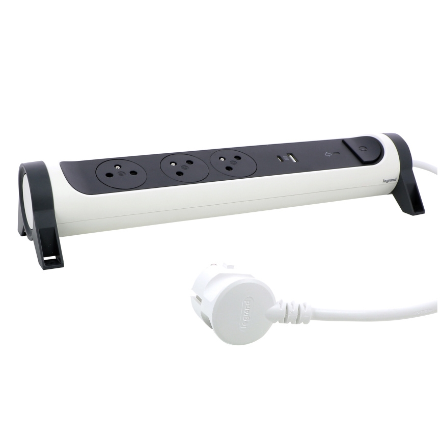 Legrand 049416 - Verlängerungskabel mit Schalter 3Z Typ E + USB-A + USB-C 1,5m