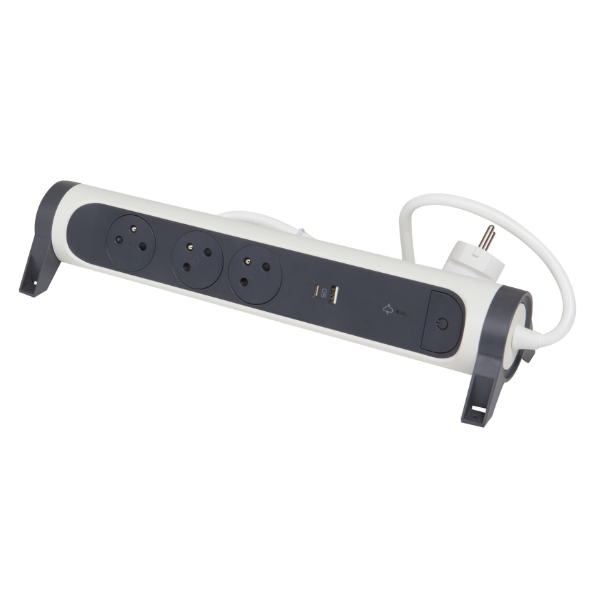 Legrand 049416 - Verlängerungskabel mit Schalter 3Z Typ E + USB-A + USB-C 1,5m