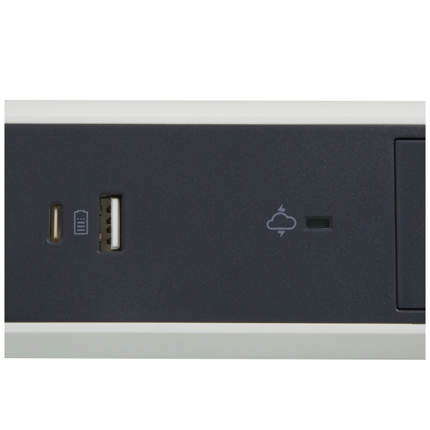 Legrand 049416 - Verlängerungskabel mit Schalter 3Z Typ E + USB-A + USB-C 1,5m