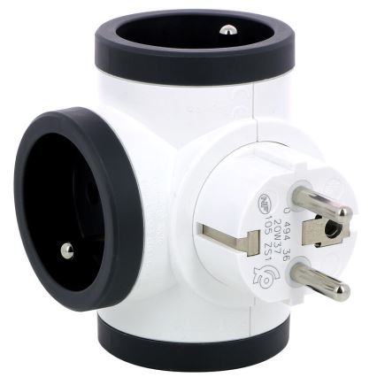 Legrand 049436 - Multipresa swivel 3Z Tipo E bianco/nero