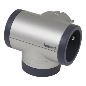 Legrand 049439 - Multiprise orientable 2Z Type E, F + USB-A + USB-C argent/noir